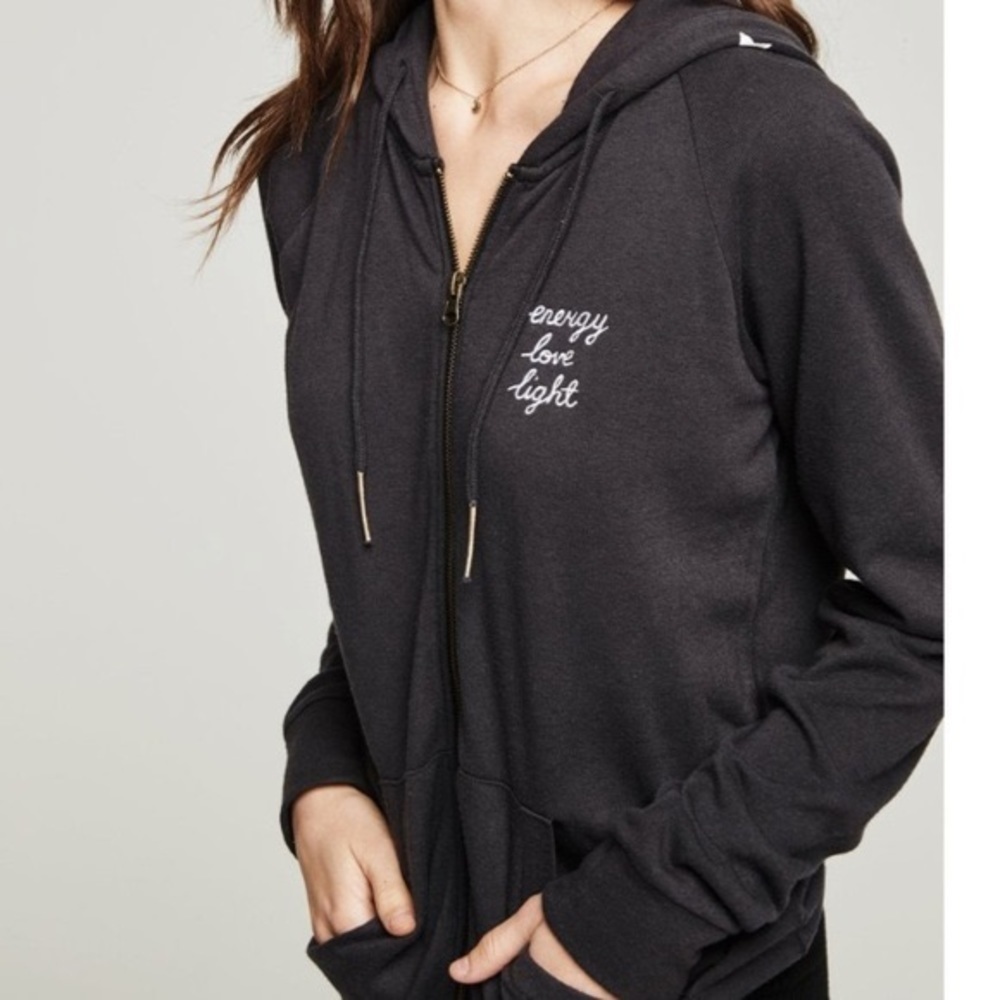 Spiritual Gangster Gray Black White Star Energy Love Light Zip Up Hoodie XS - Picture 2 of 14